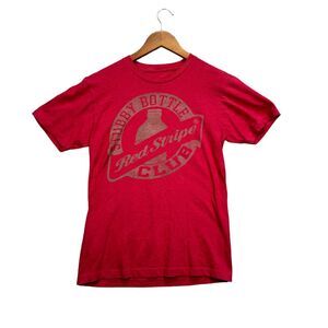 Red Stripe Stubby Bottle Club Beer Alcohol Liquor Bar Party Jamaica T Shirt S